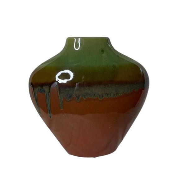 Southwestern Style Ceramic Bulb Vase Drip Glazed Decorative Retro Home Decor B - Picture 2 of 5